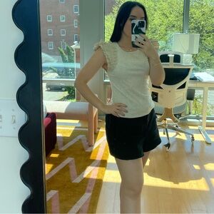 Ulla Johnson Ruffled Sleeve Knit Tank Top - Cream